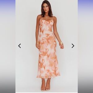 Selfie Leslie Nerida Low Back Twist Maxi Dress Orange NWT